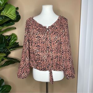 Rewind Leopard Print Off Shoulder Top Size XL